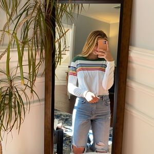Long sleeve retro colorful cropped shirt